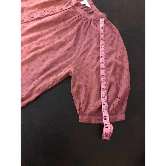 Garnet Hill Elbow-Sleeve Swiss-Dot Blouse - Size Medium - Picture 8 of 12